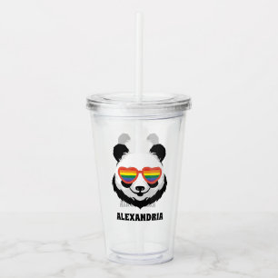 Cute Panda Bear   Rainbow   LGBTQ Acrylic Tumbler