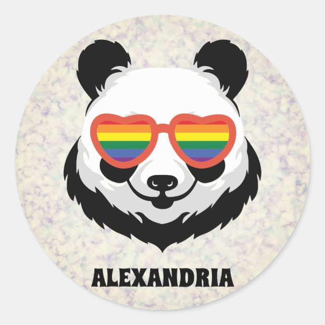 Cute Panda Bear | Rainbow | LGBTQ Classic Round Sticker (Front)