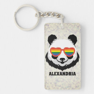 Cute Panda Bear Rainbow LGBTQ Keychain
