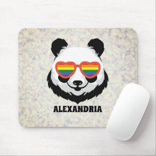Cute Panda Bear   Rainbow   LGBTQ Mouse Pad