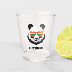 Cute Panda Bear   Rainbow   LGBTQ Shot Glass
