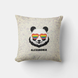 Cute Panda Bear Rainbow LGBTQ Throw Pillow