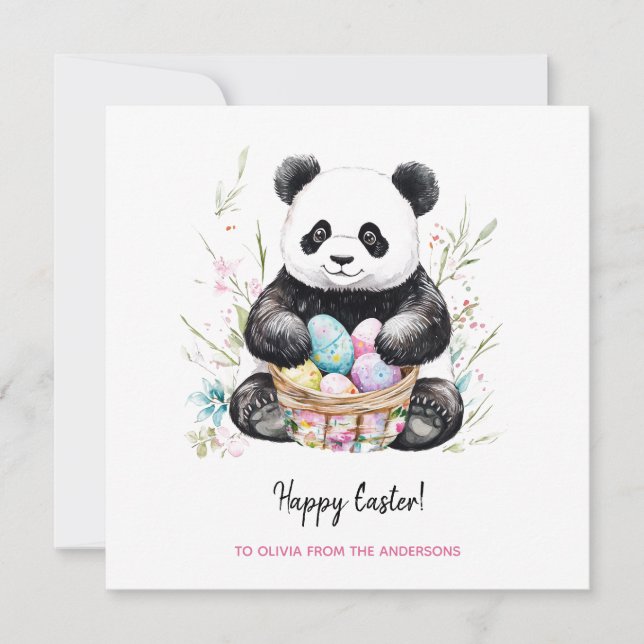 Cute Panda Bear Rustic Easter  Card (Front)