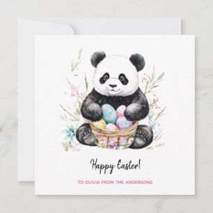 Cute Panda Bear Rustic Easter  Card