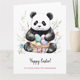 Cute Panda Bear Rustic Easter  Card