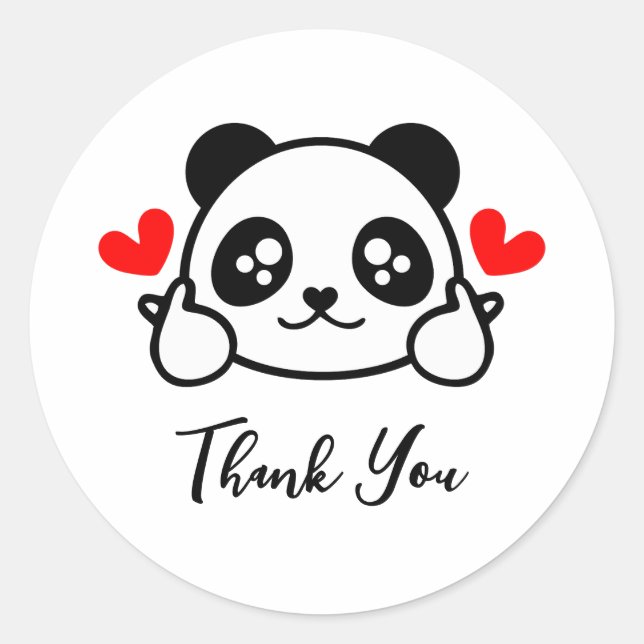 Cute Panda Bear Thank You  Classic Round Sticker (Front)