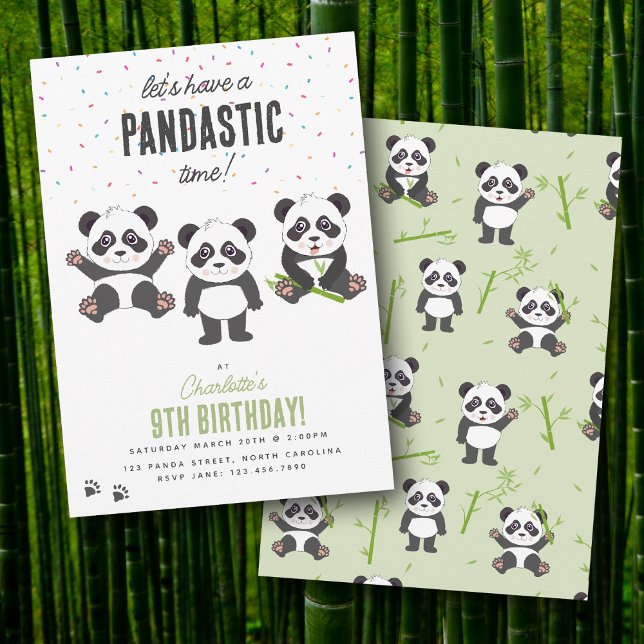 Cute Panda Bear Theme Kawaii Kids Birthday Party Invitation (Cute Panda Bear Theme Kawaii Kids Birthday Party Invitation)