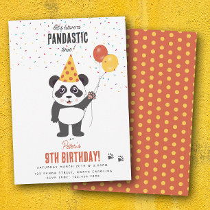 Cute Panda Bear Theme Kawaii Kids Birthday Party Invitation