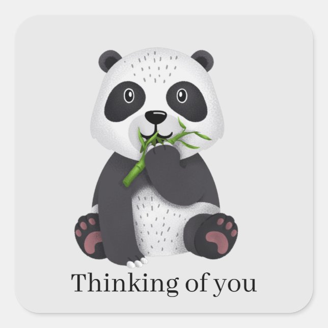 cute panda bear thinking of you square sticker (Front)