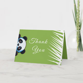Cute Panda Bear Tropical Leaves Folded Thank You Card