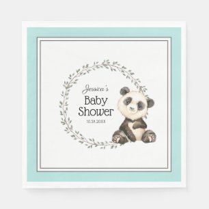 Cute Panda Bear Watercolor Baby Shower Napkin