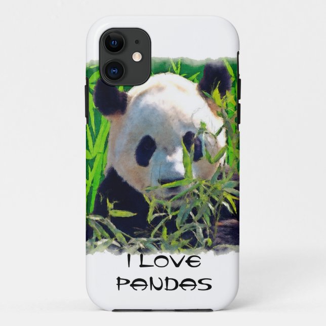 Cute Panda Bear with tasty Bamboo Leaves Case-Mate iPhone Case (Back)