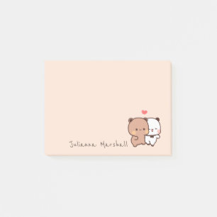 Cute Panda bears couple love, Panda Cartoon Name Post-it Notes
