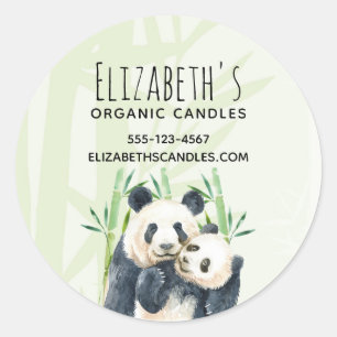 Cute Panda Bears Cuddling Watercolor Business Classic Round Sticker