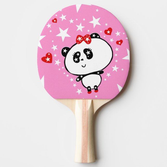 Cute Panda Bears Funny Personalized Ping Pong Paddle (Front)