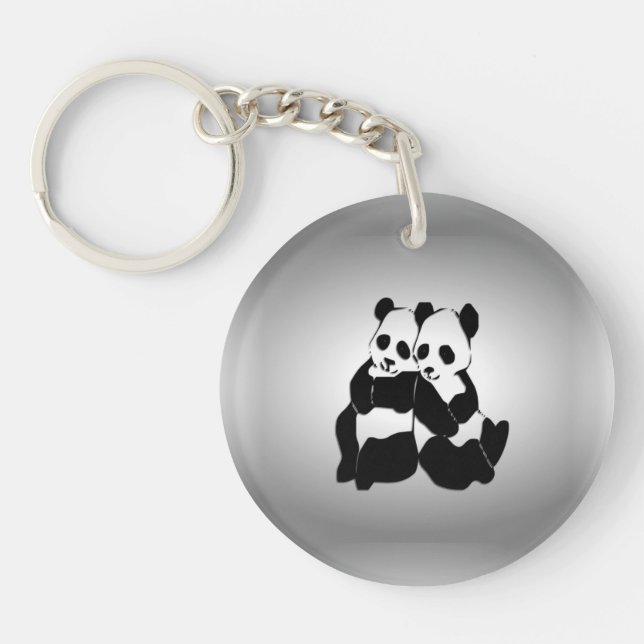 Cute Panda Bears Keychain (Front)
