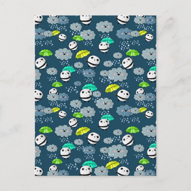 Cute Panda Bears Pattern Postcard (Front)