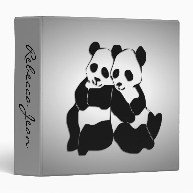 Cute Panda Bears Personalized Binder (Front/Spine)