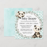 Cute Panda Bears Square Baby Shower