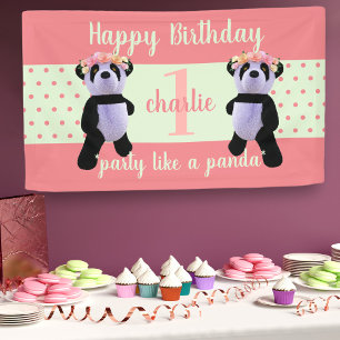 Cute Panda Birthday Party Banner