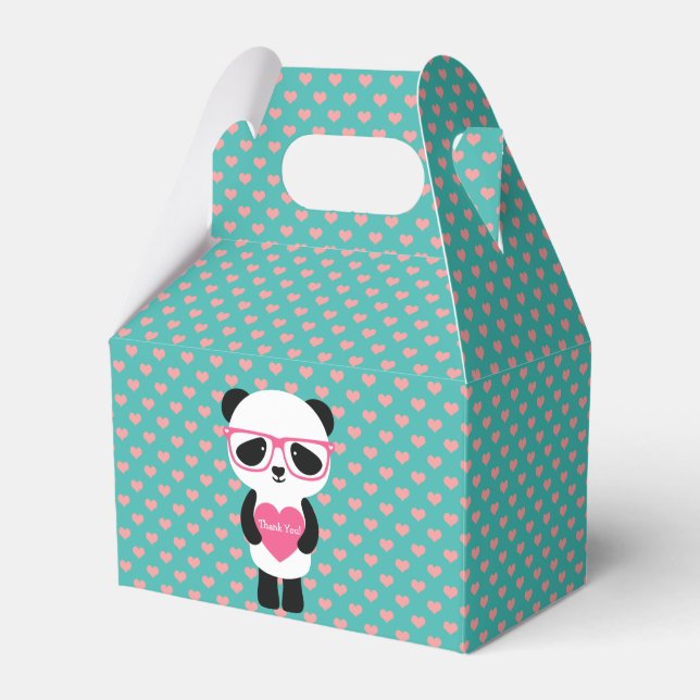 Cute Panda Birthday - Thank You! Favor Box (Front Side)
