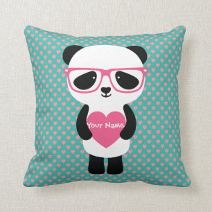 Cute Panda Birthday Throw Pillow