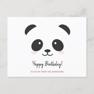 Cute panda black white personalized Birthday  Postcard