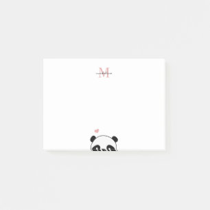 Cute Panda Blush Pink Monogram Script Post-it Notes