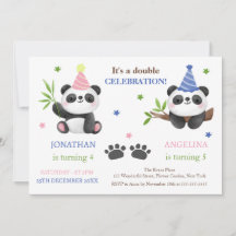 Cute Panda Boy and Girl Joint Birthday