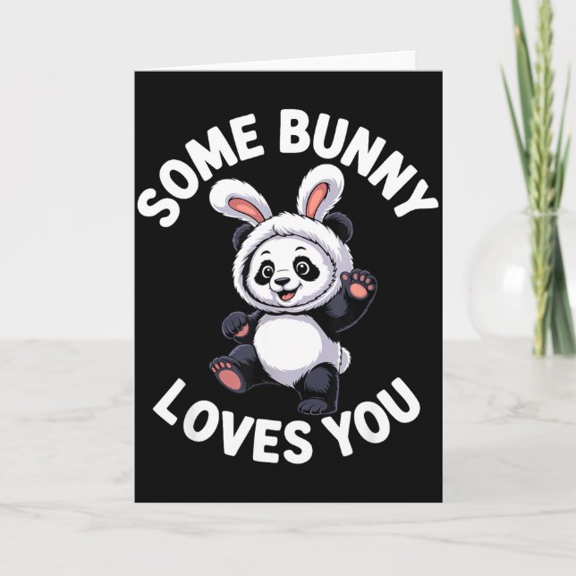 Cute Panda Bunny Easter Some Bunny Loves You  Card (Front)