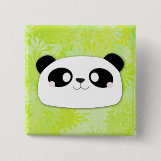 Cute Panda Button (Flower Background)