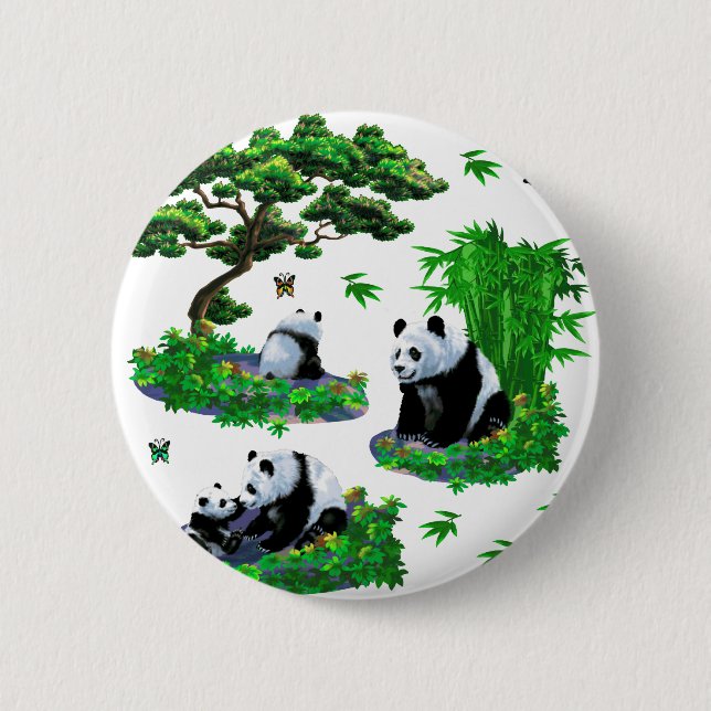 cute panda Cartoon 2 Inch Round Button (Front)