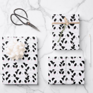 Cute Panda Cartoon Art Wrapping Paper Sheet