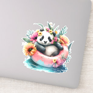 Cute Panda Chilling in an Inner Tube