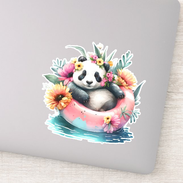 Cute Panda Chilling in an Inner Tube (Detail)