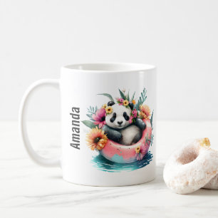 Cute Panda Chilling in an Inner Tube Coffee Mug