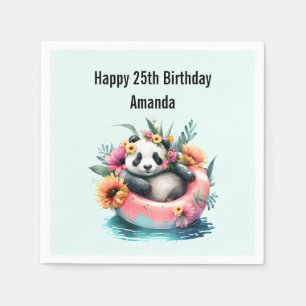 Cute Panda Chilling in an Inner Tube Napkin