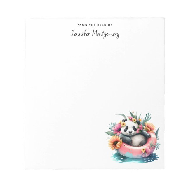Cute Panda Chilling in an Inner Tube Notepad (Front)