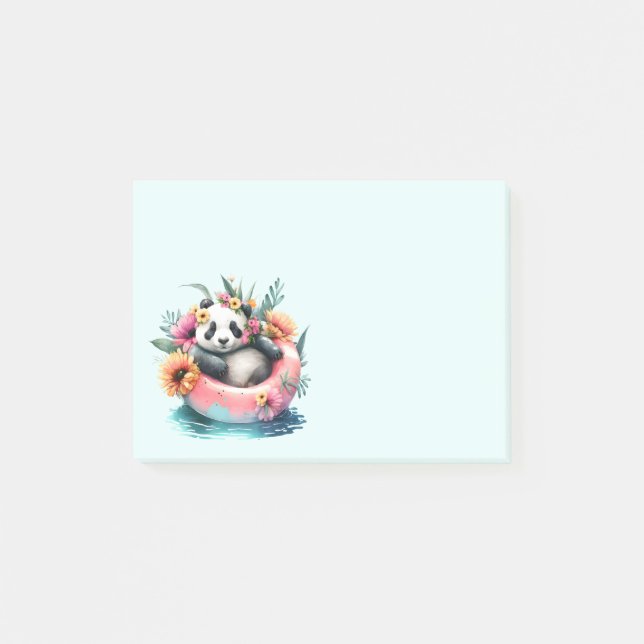 Cute Panda Chilling in an Inner Tube Post-it Notes (Front)