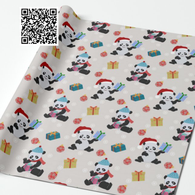 Cute Panda Christmas Pattern Wrapping Paper (Creator Uploaded)