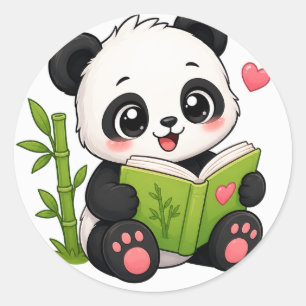 cute panda classic round sticker