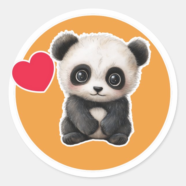 Cute Panda Classic Round Sticker (Front)