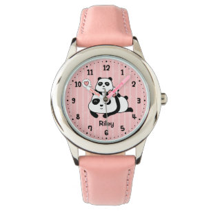 Cute Panda Cub and Mommy Kids Personalized Watch
