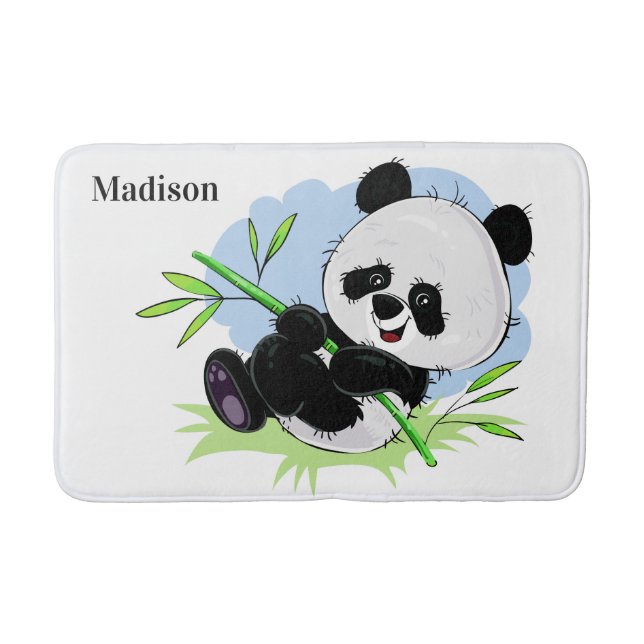 Cute Panda custom name bath mats (Front)