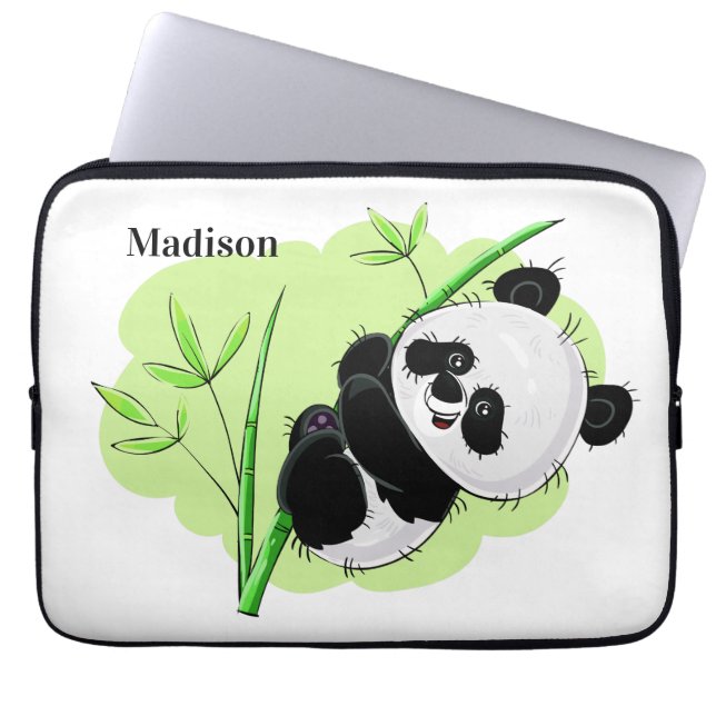 Cute Panda custom name laptop sleeves (Front)