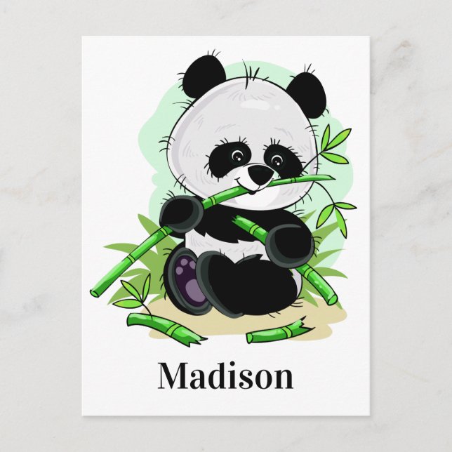 Cute Panda custom name postcard (Front)