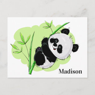 Cute Panda custom name postcard