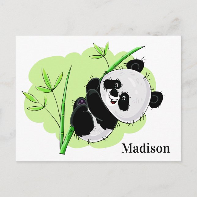 Cute Panda custom name postcard (Front)
