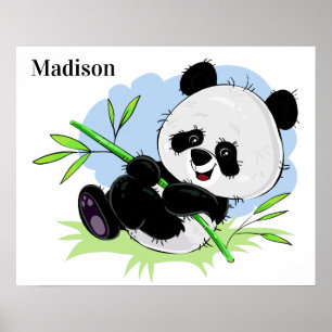 Cute Panda custom name poster