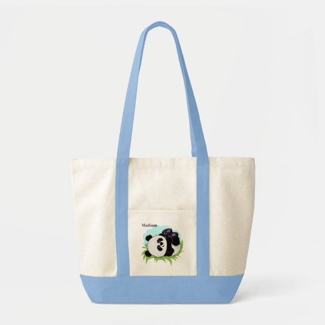 Cute Panda custom name tote bags (Front)